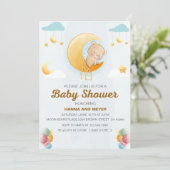 Cute Bear Thème Girl Baby shower Invitation (Debout devant)