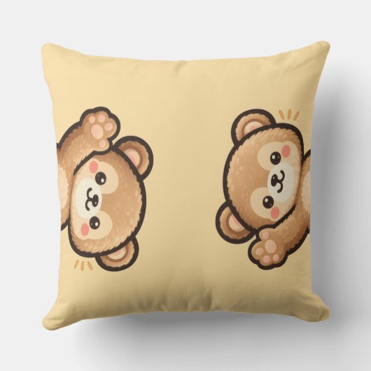 Cute Bear Throw Pillow | Kawaii Home Decor Cushion Kussen (Achterkant)