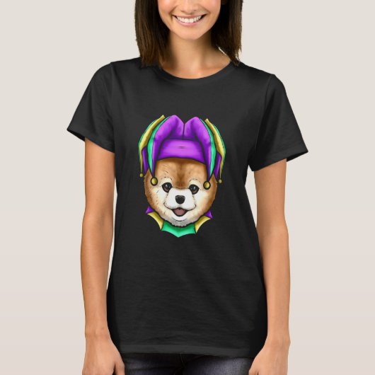 Cute Bear with Jester Hat for Mardi Gras T-shirt (Voorkant)