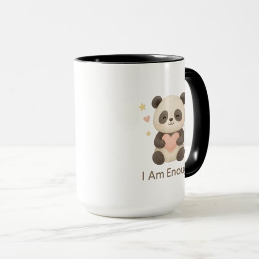 Cute Bear with Pink Heart — I Am Enough mug (Devant droit)