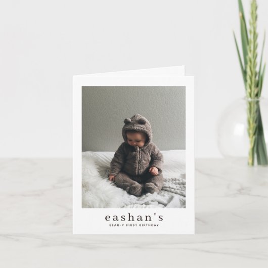Cute Bear-y First Birthday Photo Folded (Voorkant)