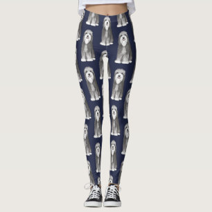 Cute Bearded Collie Cartoon Dog Patroon Leggings