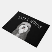 Cute Bearded Collie Cartoon Dog Persoonlijk Deurmat (Schuin)