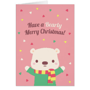 Cute Bearly Merry Christmas Wenskaart