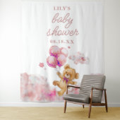 Cute Bearly Wait Roze Meisje Baby Shower Foto Prop Wandkleed (In situ)