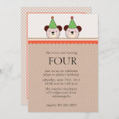 Cute Bears - Invitations d'anniversaire de jumeaux (Devant / Derrière)