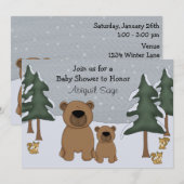 Cute Bears Winter Woodland Baby shower Invitation (Devant / Derrière)