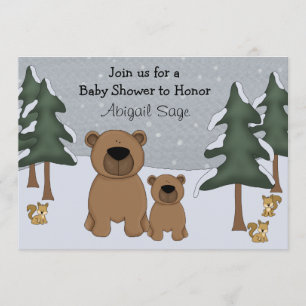 Cute Bears Winter Woodland Baby shower Invitation