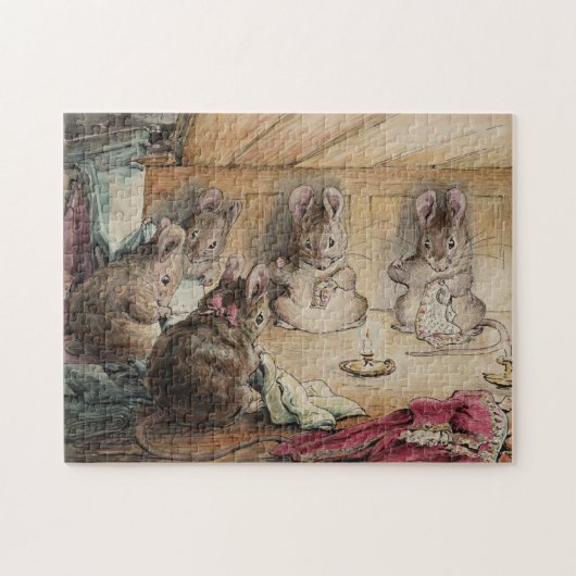 Cute  Beatrix Potter 5 Muizen naaien Legpuzzel (Horizontaal)
