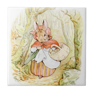 Cute Beatrix Potter, Mrs Rabbit, Custom Tile Tegeltje