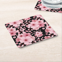 Cute Beauful Cherry Blossom Square Paper Onderzett Vierkante Kartonnen Onderzetter