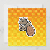 Cute Beaver Geel Sinaasappel Kaart (Achterkant)
