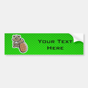 Cute Beaver Groen Bumpersticker