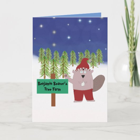 Cute Beaver Holiday Card Kaart (Voorkant)