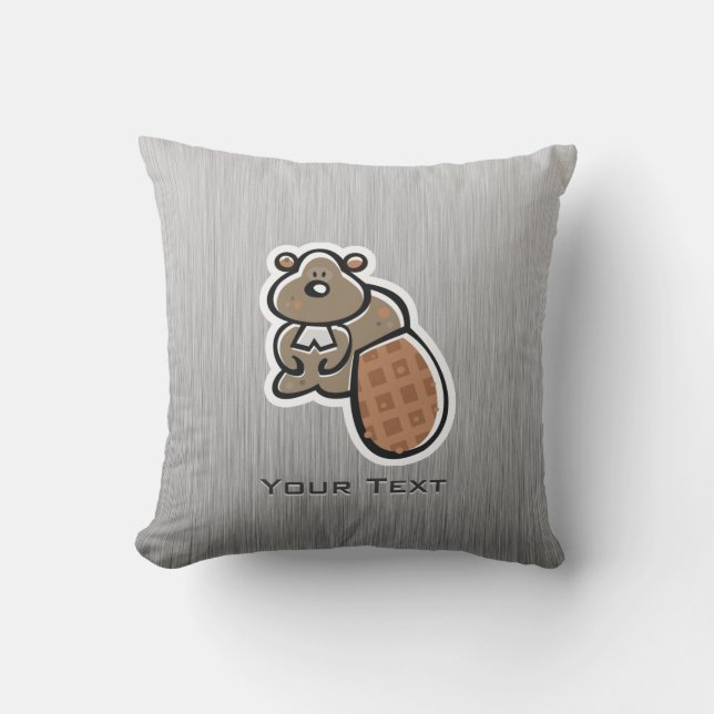 Cute Beaver Metaalblik Kussen (Voorkant)