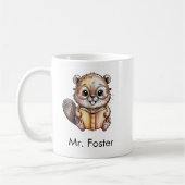 Cute Beaver Reading a Book Custom Koffiemok (Links)