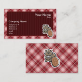Cute Beaver Red Pset Visitekaartje (Voorkant / Achterkant)