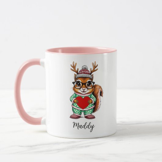 Cute bébé écureuil personnalisé Mug de Noël (Gauche)