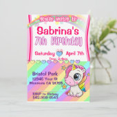 Cute bébé Unicorn 7e anniversaire invitation (Debout devant)