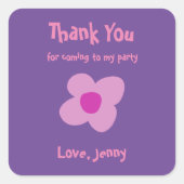 Cute Bedankt Boho Pink Flower Vierkante Sticker (Voorkant)