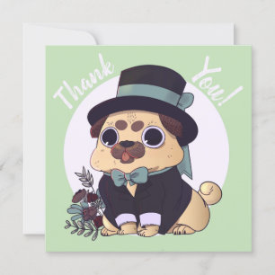 Cute Bedankt Pug Kaart
