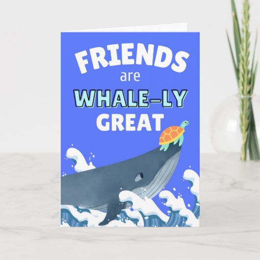 Cute Bedankt voor vriendschap Whale en Turtle Kaart (Voorkant)