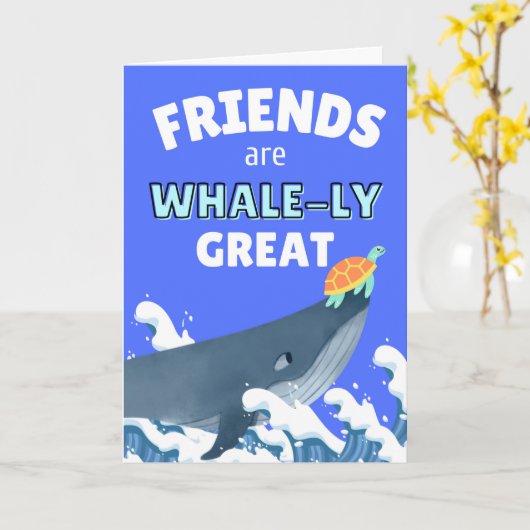 Cute Bedankt voor vriendschap Whale en Turtle Kaart (Gele Bloem)