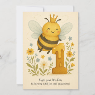 Cute bee 1st Birthday Kaart