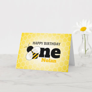 Cute bee 1st Birthday Kaart