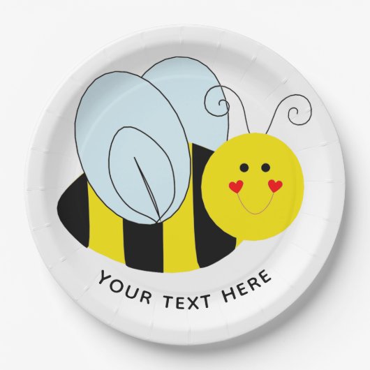 Cute Bee Add Text Papieren Bordje (Voorkant)