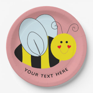 Cute Bee Add Text   Roze Papieren Bordje