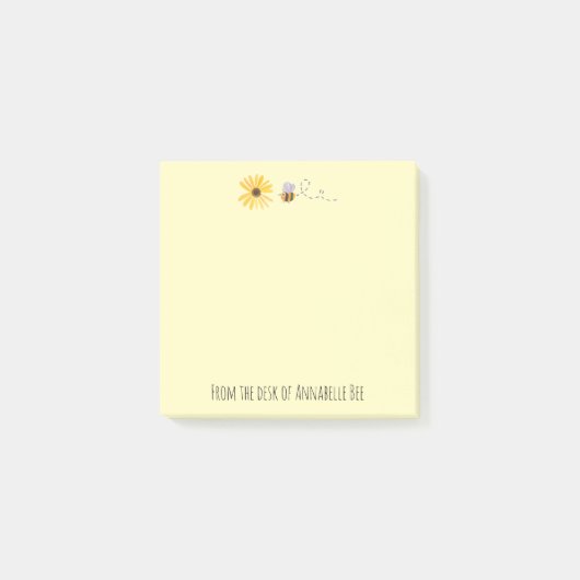 Cute Bee and Daisy Personalize Post-it Note (Voorkant)
