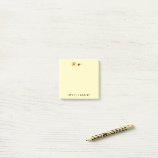 Cute Bee and Daisy Personalize Post-it Note (Op bureau)