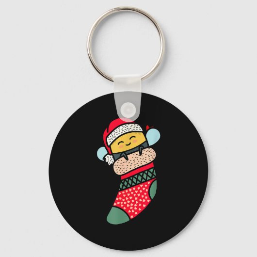 Cute Bee Baby Bumblebee In Christmas Sock Xmas Paj Sleutelhanger (Voorkant)