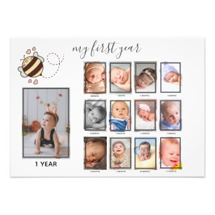 Cute bee Baby Mijn eerste jaar Foto Kinderen Wall Afdruk