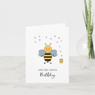 Cute bee Birthday Kaart - Cute, Fun, Kawaii Kaart