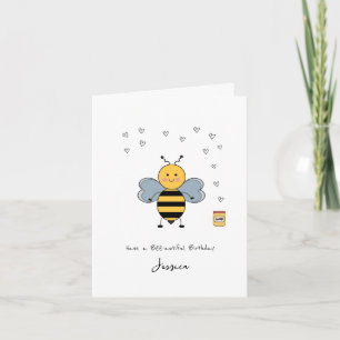Cute bee Birthday Kaart - Cute, Fun, Kawaii Kaart