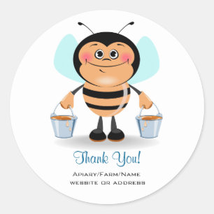 Cute Bee Carrier Buckets of Honey Bedankt Ronde Sticker