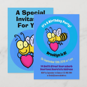 Cute bee cartoon kaart