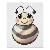 Cute Bee Cartoon, Smiling Bee Drawing, Bee Perfect Poster (Voorkant)