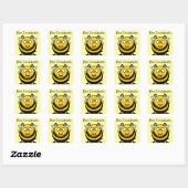 Cute Bee Considerate Yellow Book Name Bord Vierkante Sticker (Vel)
