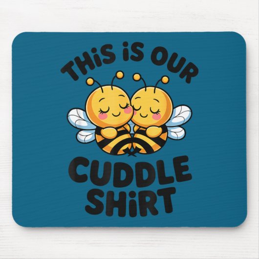 Cute Bee Couple Cuddle Funny Romantic Muismat (Voorkant)