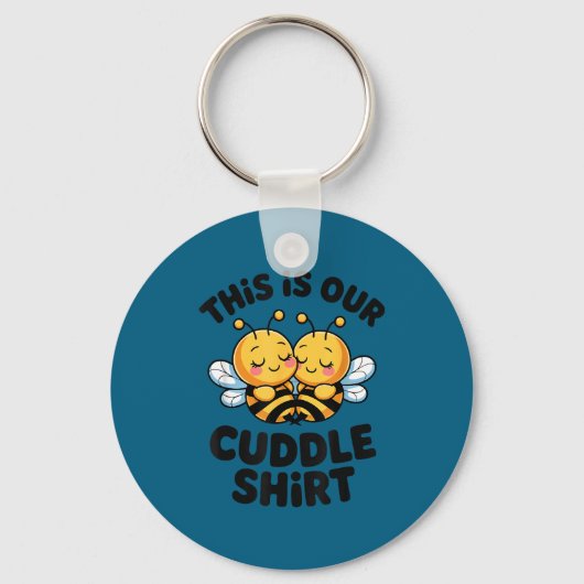 Cute Bee Couple Cuddle Funny Romantic Sleutelhanger (Voorkant)