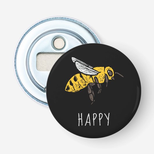 Cute bee Happy Button Flesopener (Voorkant)