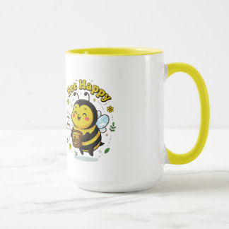 Cute Bee Happy Illustration - Sweet as Honey Desig Mok
