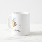 Cute bee Happy Positive Pun Koffiemok (Voorkant links)