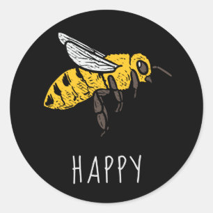 Cute bee Happy Ronde Sticker