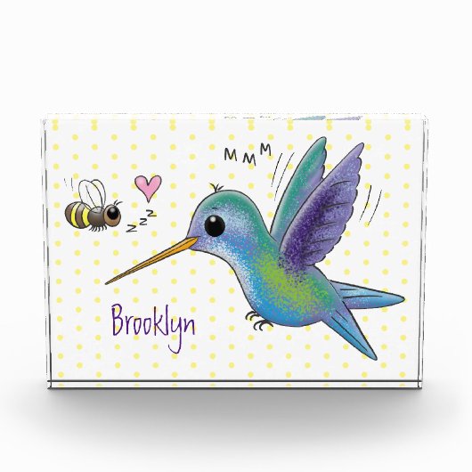 Cute bee hummingbird cartoon illustration fotoblokken (Voorkant)