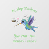 Cute bee hummingbird cartoon illustration raamsticker (Vel)