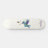 Cute bee hummingbird cartoon illustration skateboard (Horizontaal)